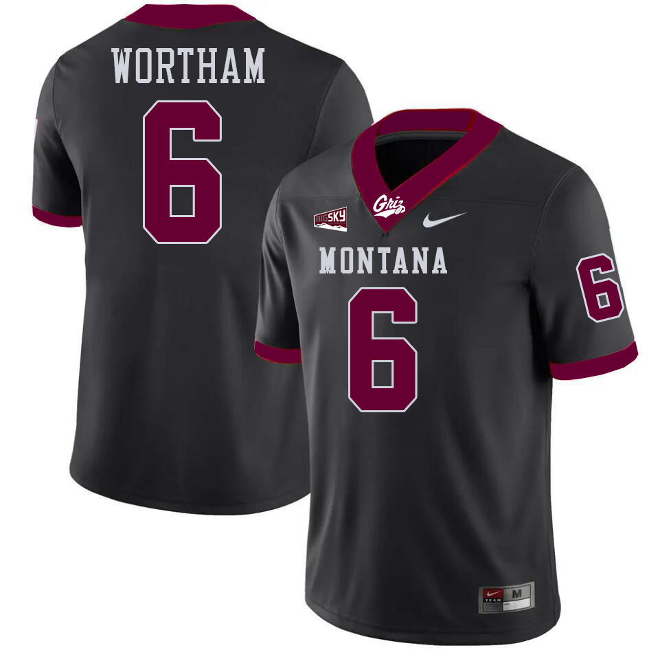 Montana Grizzlies #6 Michael Wortham College Football Jerseys,Uniforms Stitched Sale-Black